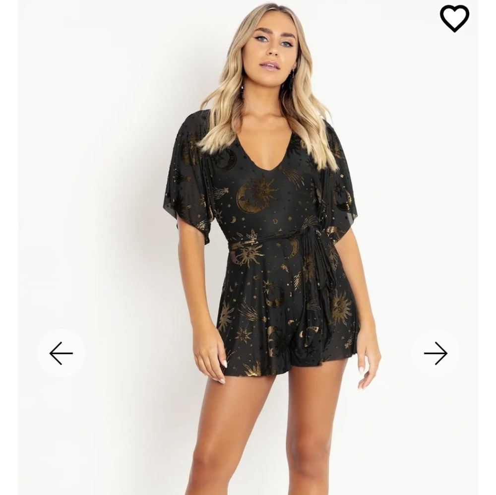 BURNED VELVET SUN AND MOON GOLD KIMONO PLAYSUIT - LIMITED